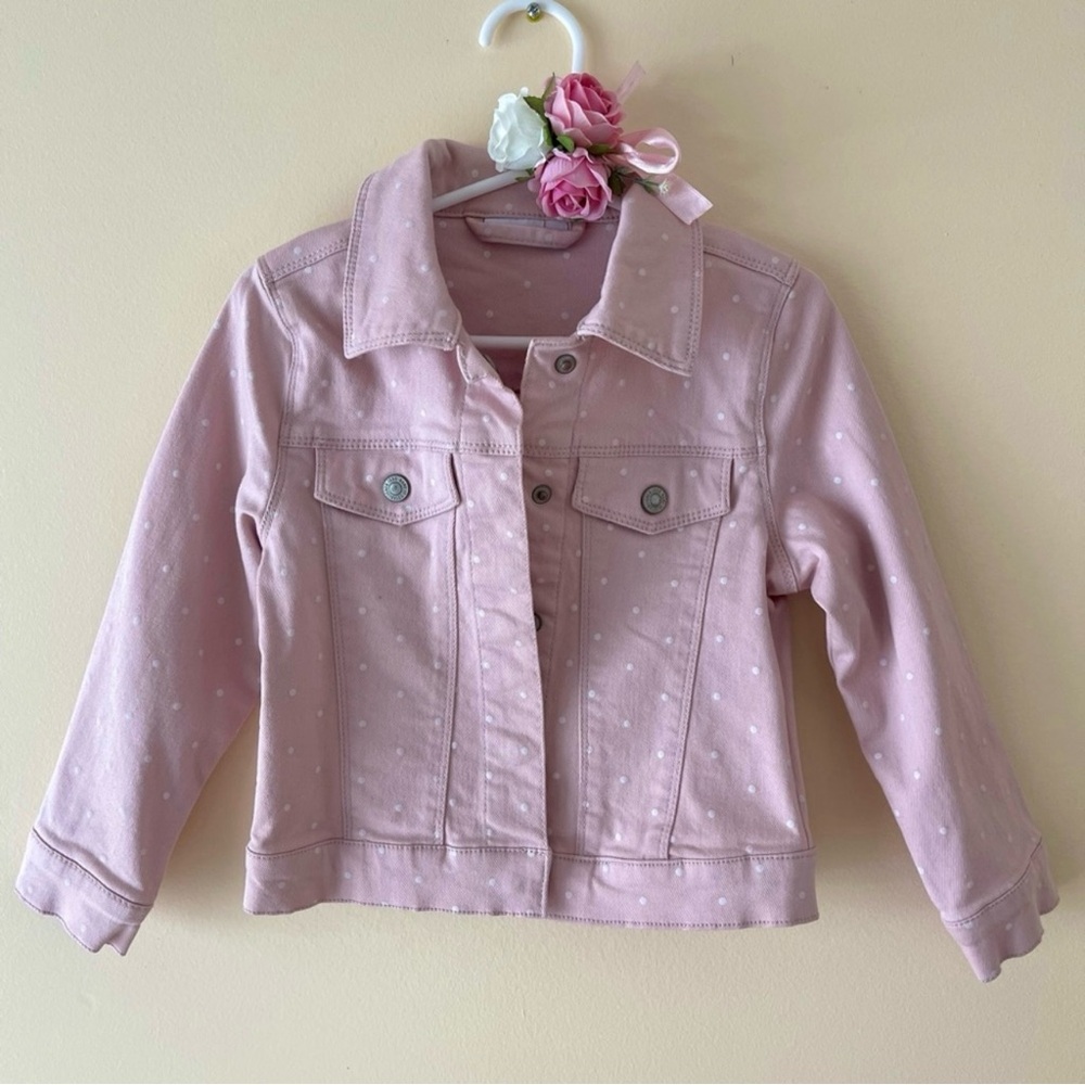 Name It Baby Girls Polka Dot Denim Jacket - Light Peony, Size 18-24m